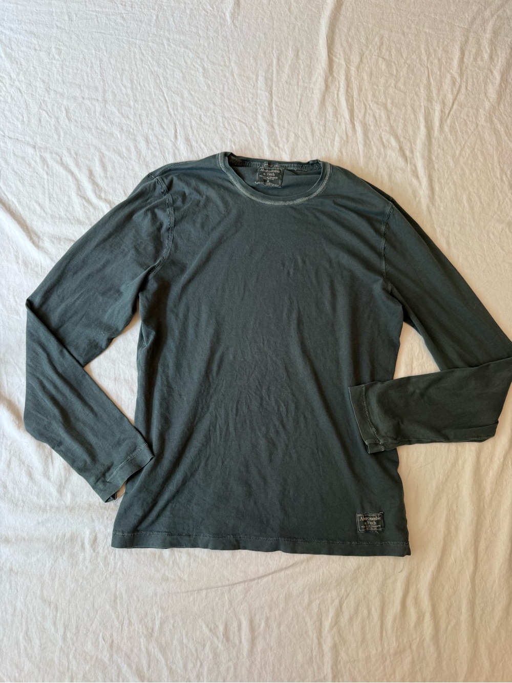 Abercrombie & Fitch Men's Long Sleeve Crew - Forest Green